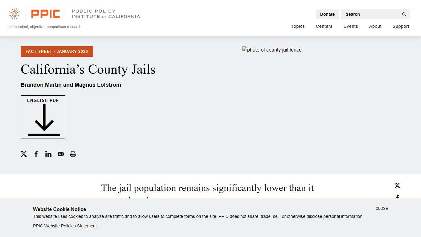 California's County Jails - Public Policy Institute of California